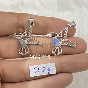 Hermosos Colgantes de Plata de Ley con Diseño de Aves y Piedras Preciosas, Precio de Mayoreo, Joyería Fina de Plata - Product Image 1