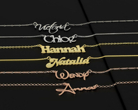 Colliers personnalisés en acier inoxydable, pendentif lettre arabe, bijoux personnalisés, collier avec plaque de nom plaqué or 18 carats