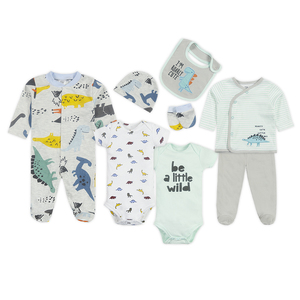 8 pièces de vêtements pour bébé confortables avec body, pyjama, bavoir, chapeau, kimono pour bébé, chaussons et pantalon, ensemble de vêtements pour bébé - Product Image 2