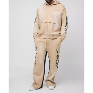 Conjunto Deportivo de Sudadera con Capucha y Pantalones Deportivos Extra Grandes para Hombre, Logotipo Personalizado, Pantalones Deportivos Anchos con Capucha, Lavado Ácido, Estampado 3D - Product Image 5