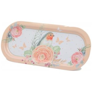 Bandeja DE SERVICIO DE Metal Rectangular antigua de 160x350mm, diseño elegante decorativo de pájaro Rosa Roze para té, café o abastecimiento de pájaros - Product Image 3