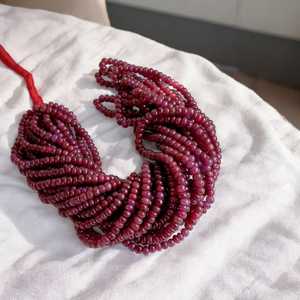 Hilo de piedras preciosas de rubí Natural suelto 2mm 3mm 4mm Rondelle para collar pulsera fabricación de joyas teñido lavado rojo indio al por mayor - Product Image 1