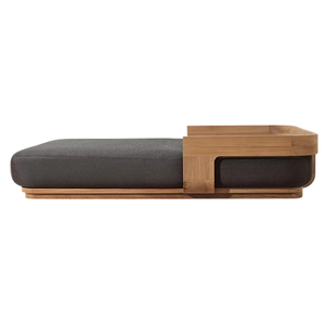 Luxury Hotel Emma <b>Double</b> Sun Lounger Modern Outdoor Teak Cushioned Adjustable Backrest <b>Daybed</b> Premium Resort Poolside Patio - Product Image 3