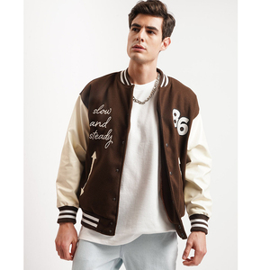 Hot Selling Designer High Street Stand Varsity <b>Jacket</b> <b>Men</b> Winter College <b>Baseball</b> Hip Hop Letter Embroidery Breathable Canvas - Product Image 1