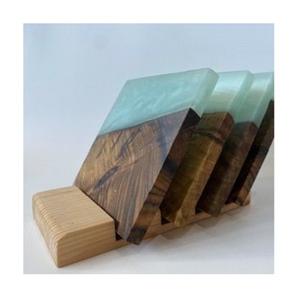 Dessous de verre en bois de résine de qualité supérieure personnaliser sous-verre rond carré en résine pour les fêtes de noël de mariage décor de Table chauffante - Product Image 1