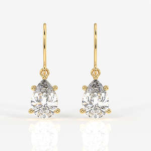 18K <b>Gold</b> <b>Dangle</b> <b>Earrings</b> with Pear Cut Moissanite Diamond Elegant 18k <b>Gold</b> Jewelry - Product Image 1