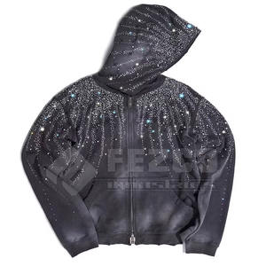Pull tendance décontracté pour homme, style streetwear, avec capuche, respirant, en mélange polyester/coton, orné de strass, idéal pour l'hiver - Product Image 5
