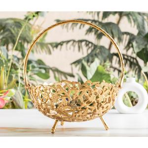 IndianArtVilla Brass Hanging Basket with Cutwork Design-Decorative Basket, 12 Inch for <b>Home</b> <b>Decor</b>, <b>Gifting</b> & Traditional Use - Product Image 2