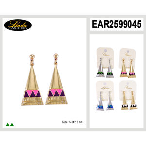 Orecchini a Piramide Linda Fashion, Placcati in Oro, in Lega di Zinco 5.6X2.5 Cm, Gioielli da Festa per Donne - Product Image 1