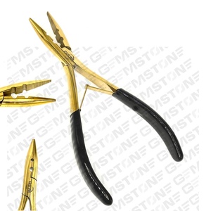 Pince à extensions capillaires à embout plat 7 pouces en acier inoxydable noir et or, outil de pose de micro-perles à 2 trous, durable GEMSTONE ENTERPRISES - Product Image 6