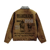 Blouson Bomber Vintage Unisexe Personnalisé d'Extérieur Hiver Zippé Anti-UV Coupe-Vent Écologique en Toile Imprimée par Décharge Style Trucker