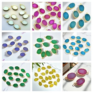 ขั้วต่อ druzy ชุบด้วยไฟฟ้าสีทองขนาด10x12มม. จี้เชื่อมต่ออัญมณีรูปวงรี - Product Image 2