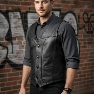 Chaleco de Cuero para Hombre, Diseño Nuevo, al por Mayor, Personalizable con Impresión, Chaqueta de Motociclista con Cremallera, Ropa de Abrigo de Invierno, OEM - Product Image 4