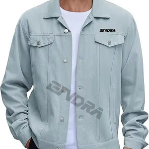 Veste en jean à col montant personnalisée pour hommes, vêtements d'extérieur respirants et décontractés pour l'hiver - Product Image 1