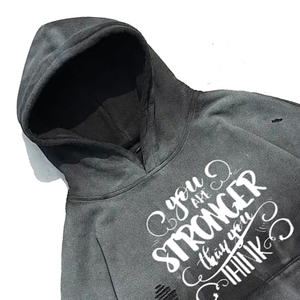 Sudaderas con Lavado Ácido Color Gris, Sudadera Extra Grande de Manga Larga con Logotipo Serigrafiado, Sudaderas con Lavado Ácido Desgastado para Invierno - Product Image 3