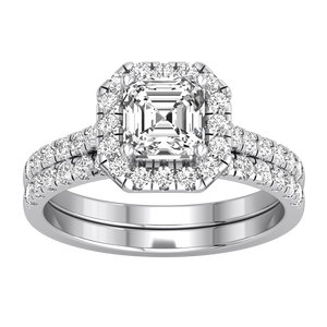 Anillo de Bodas de Lujo para Mujer, Oro Sólido de 9K, Oro Amarillo y Blanco, Corte Asscher, 1.69 Quilates, Color VS EF, Diamante Cultivado en Laboratorio, IGI - Product Image 1