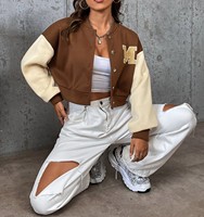 Nouveau élégant Satin femmes Collage université recadrée Varsity veste doublure douce respirant hiver Varsity vestes