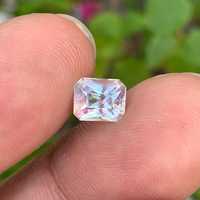 Pierre précieuse de qualité supérieure, pierre de lune arc-en-ciel de qualité premium, coupe émeraude multi-feu, certifiée IGI, pierre naturelle pour la fabrication de bijoux