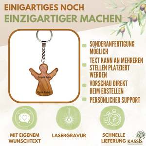 Olive Wood Keychain <b>Worry</b> <b>Stone</b> Guardian Angel From Bethlehem - Product Image 6