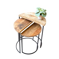 Ensemble de 3 tables basses rondes en bois design imbriqué pour la maison chambre à coucher ou la cuisine meubles modernes pour le salon
