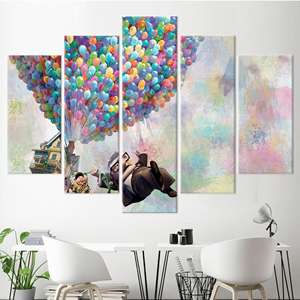 งานศิลปะบนผ้าใบพิมพ์ลายสมัยใหม่ - ของตกแต่งผนังลายการ์ตูนสีสันสดใส ชุด 5 ชิ้น: แกลเลอรี่แรป - Product Image 1
