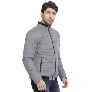 Veste matelassée d'hiver de haute qualité pour homme, col montant gris, vêtements de rue enduits à l'avant avec deux poches - Product Image 5