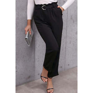 Pantaloni a Vita Alta da Donna con Cintura Paperbag, Gamba Dritta e Traspirante, Taglia XL - Product Image 2