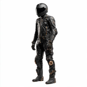 Biker Leather Suit <b>Men's</b> Genuine Leather <b>Cycle</b> Zipper <b>Jacket</b> Pants Suit Motorcycling Leather Suit <b>Men</b> - Product Image 6