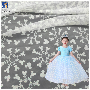 YX597 Black Friday Christmas Tulle Fabric Mic-key and White Snowflake Glitter Fabric Tulle for Kids <strong>Dress</strong> - Product Image 4
