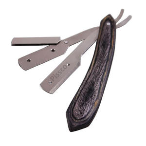 Maquinilla de Afeitar Recta Pissco de Alta Calidad para Barberos, Maquinilla Desechable para Salón con Mango de Madera Negra - Product Image 1