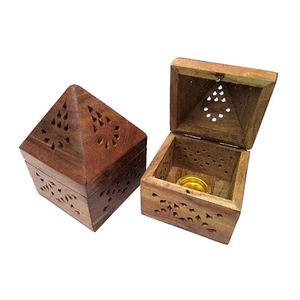 Porte-encens en bois massif rustique de qualité supérieure avec accents en laiton pour la décoration de la maison et la diffusion de parfum, prix d'exportation - Product Image 1