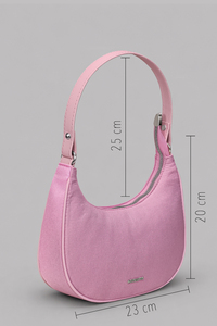 Wholesale <b>Pink</b> Canvas Half Moon Bag Fashion Underarm Shoulder <b>Purse</b> for Women - Product Image 3