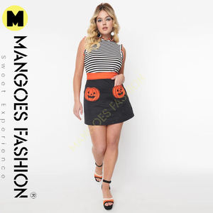 Falda de bolsillo con estampado de Halloween para mujer de salón, parche de calabaza personalizable, ropa de maternidad Spooktacular, 100% algodón transpirable - Product Image 3