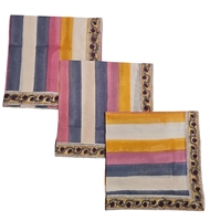 Serviette carrée traditionnelle en coton 100% imprimée à la main, bordure artisanale, réutilisable, taille 40 cm x 40 cm