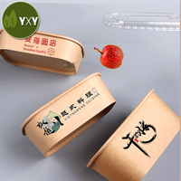 Rechthoekige Verpakkingskom Papier Vierkante Salade Biologisch Afbreekbaar Fruit Bento Container Met Deksel