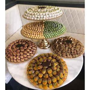 Plateau de bonbons sucrés au design de luxe Plateau ou plateau en métal rond de la plus haute qualité Porte-desserts pour les fêtes de mariage Prix le plus bas - Product Image 4