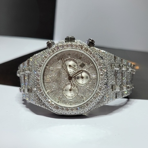 Đầy Đủ Đá Chronograph Mens Xem với lung linh quay số đa chức năng phụ quay số và hiển thị cao cấp sang trọng Mens xem - Product Image 1