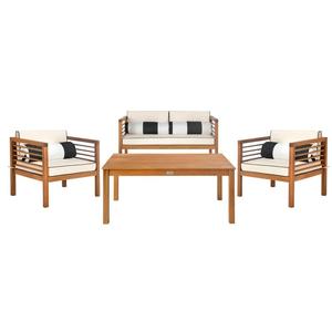Ensemble de canapés de jardin en teck massif moderne, 4 pièces, avec sièges rembourrés confortables pour une utilisation en extérieur dans les hôtels et les villas - Product Image 3