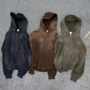 French Terry Vintage Acid Sun Wash Faded Sweats à capuche et sweat-shirts en molleton épais pour hommes - Product Image 4