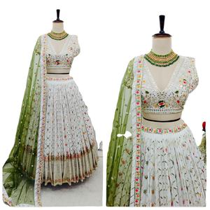 Blanco Lehenga Choli Fancy Designer Lehenga Choli Ropa de fiesta Lehenga Choli para ropa de mujer - Product Image 1