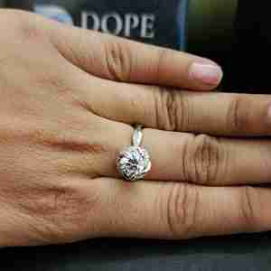 Natural Stone <b>Solitaire</b> Unisex Engagement <b>Ring</b> IGI Certified 925 Sterling <b>Silver</b> Stainless Steel Flower Design Trendy Elegant - Product Image 6