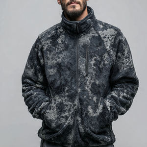 OEM Printed Polar Fleece Zipper <b>Jackets</b> <b>Men's</b> Winter Streetwear <b>Sherpa</b> Fleece <b>Jacket</b> Top <b>Men</b> 400 GSM Fleece <b>Jackets</b> Tops - Product Image 4