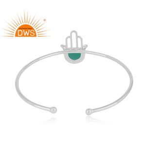 Meilleure vente argent Sterling fin naturel vert Onyx pierre précieuse manchette bracelet bijoux personnalisés pour les femmes cadeau pour elle - Product Image 4