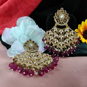 Pendientes indios Kundan con chapado en oro Estilo contemporáneo Brillo brillante Elegancia tradicional y atractivo atemporal - Product Image 2