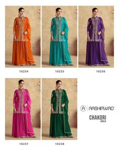 Fantaisie Tendance Moderne Belle Tenue Meilleur Premium Chinon Soie Salwar Suit & Dupatta Avec Broderie Travail Exportateur Mondial - Product Image 6