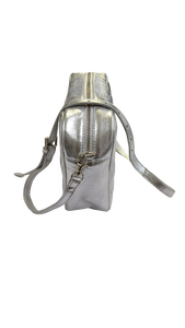 กระเป๋าหนังแท้ทันสมัยเคลือบเงาสีเงิน,กระเป๋ามีสายสะพายรูปทรงกล่องพร้อมกล่องสำหรับผู้หญิงงานทำมือ - Product Image 4