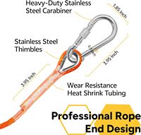 Corde de sécurité statique extérieure haute résistance 2 kg en nylon pour escalade, alpinisme, évacuation et rappel avec double mousqueton