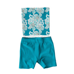 Nouveauté Ensemble deux pièces pour enfants et bébés été Imprimé hawaïen Top tube Shorts unis Tenues élégantes et mignonnes pour filles de 0 à 16 <span class=keywords><strong>ans</strong></span> - Product Image 5