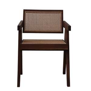 เก้าอี้ทานข้าวไม้หวายสไตล์มินิมอล เก้าอี้ไม้สักแท้สำหรับใช้ภายในและภายนอกอาคาร - Product Image 3