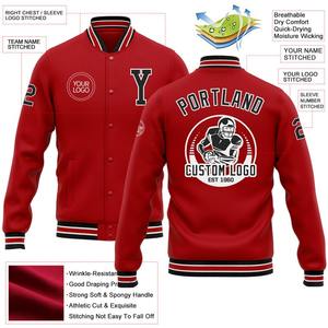 Blouson aviateur personnalisé rouge noir-blanc veste Varsity Letterman coupe-vent streetwear veste Varsity vintage pour homme - Product Image 2